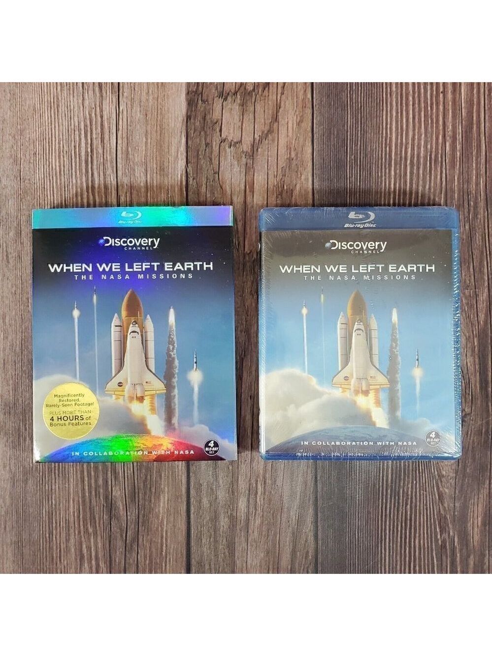 When We Left Earth: The NASA Missions Blu-Ray Disc, 2008, 4-Disc Set.